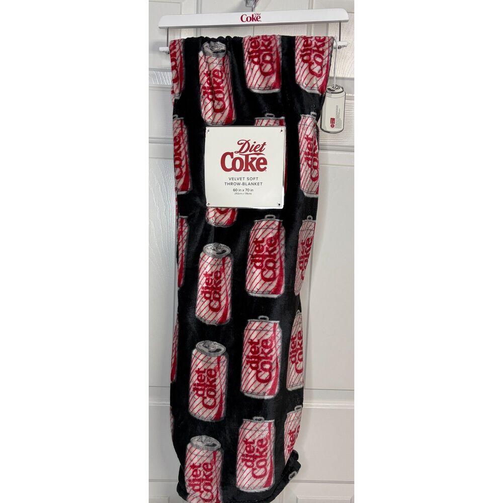 Diet Coke Velvet Soft Throw Blanket – 60” x 70” Plush Coca-Cola Logo Print – NWT